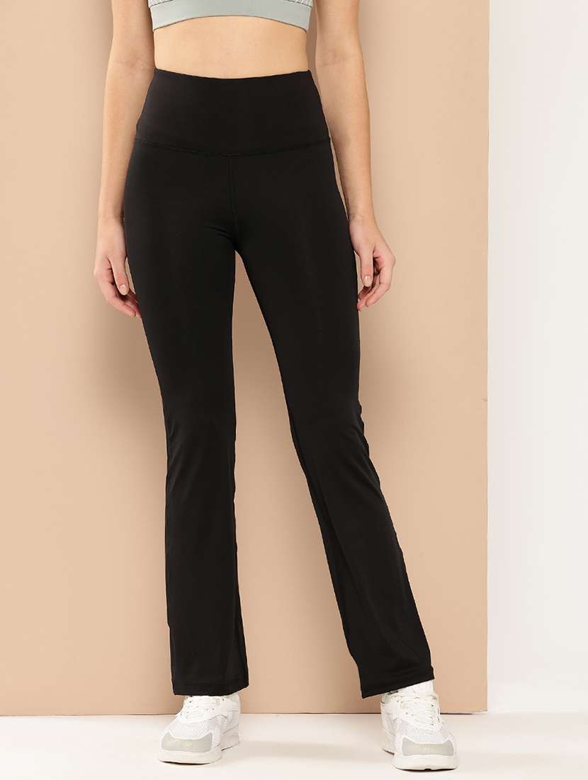 women solid high rise slim fit yoga pant 