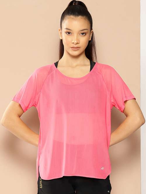 women solid short sleeve dry fit t-shirt - 22009288 - Standard Image - 0
