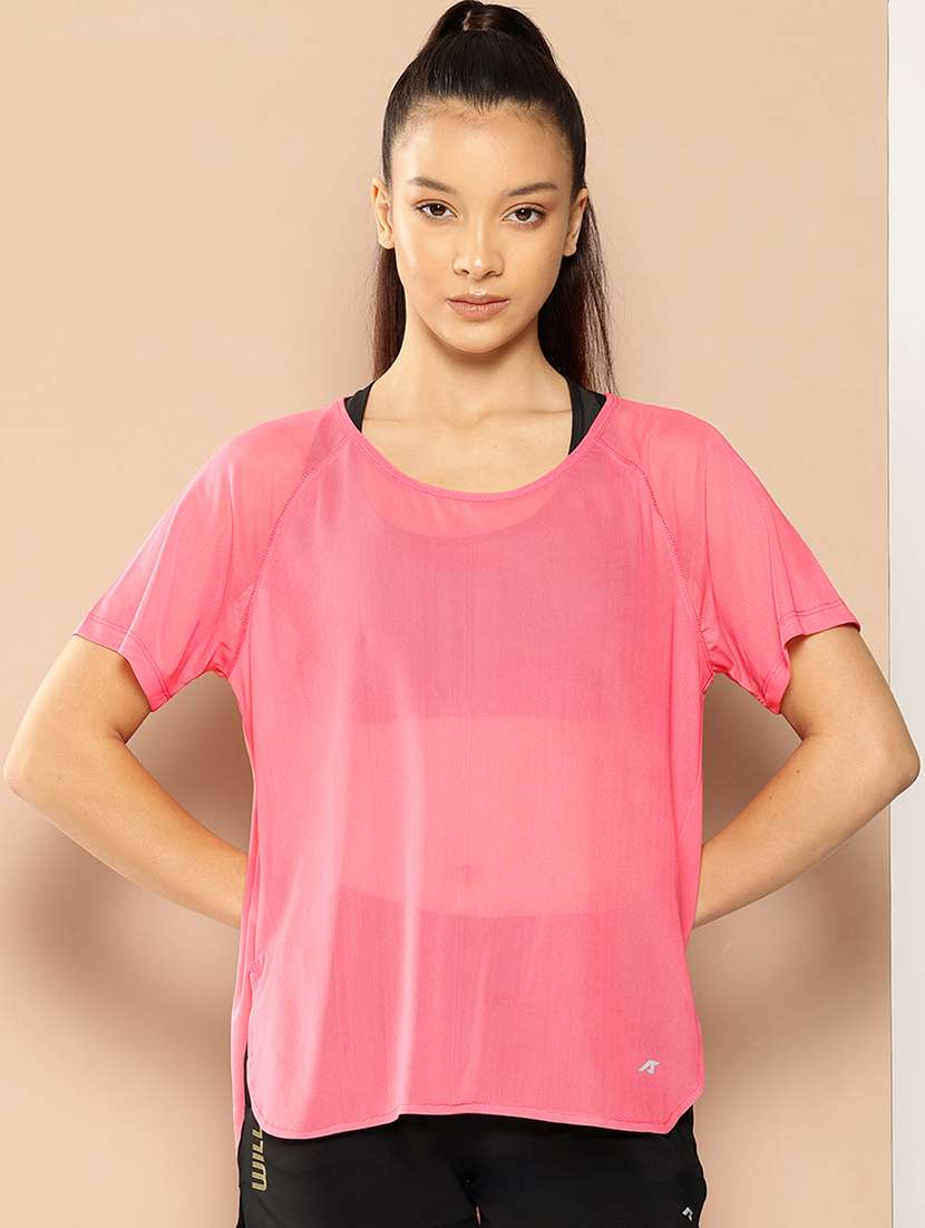 women solid short sleeve dry fit t-shirt - 22009288 - Zoom Image - 0