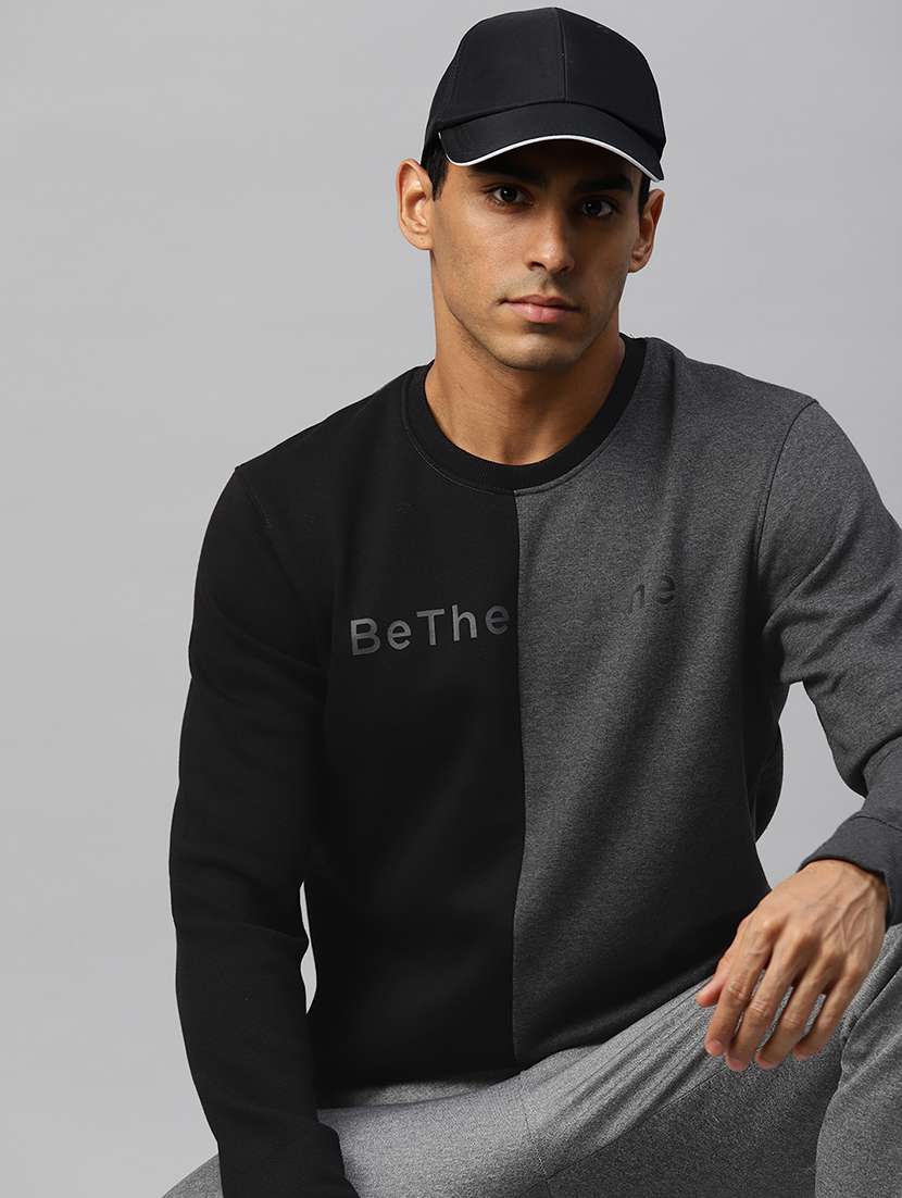 men color block long sleeve regular fit sweatshirt