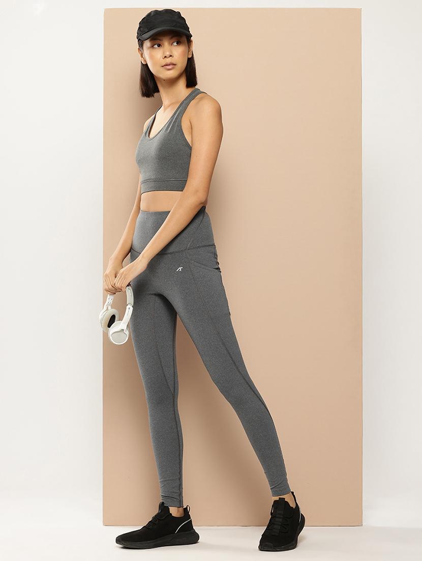 women solid high rise ankle length tights - 22009358 - Standard Image - 2