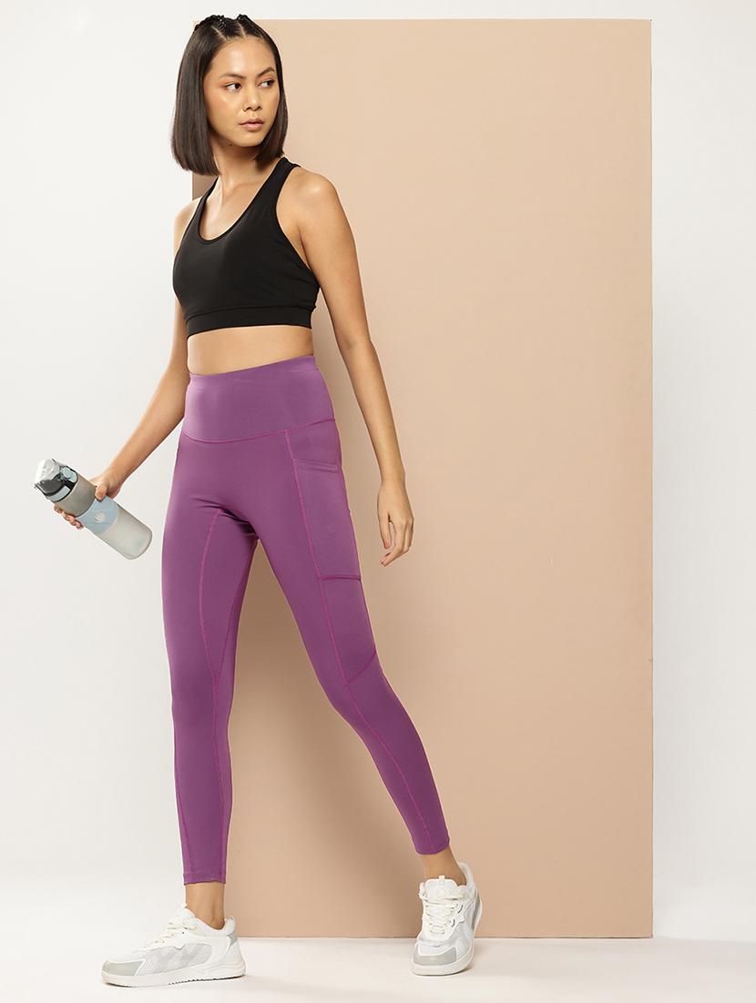 women solid high rise ankle length tights - 22009360 - Standard Image - 2