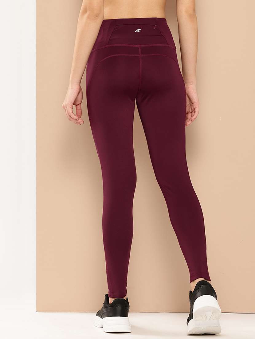 women solid high rise ankle length tights - 22009361 - Standard Image - 2