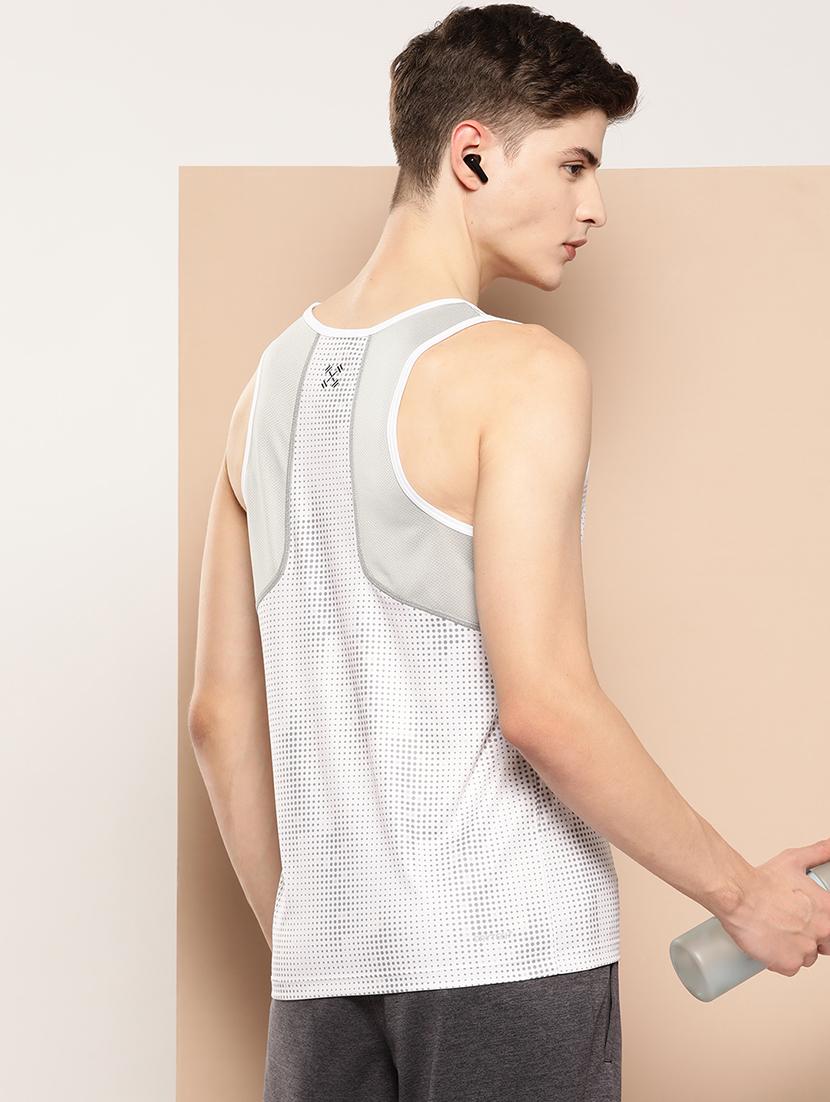 men polka dot printed sleeveless dry fit t-shirt - 22009362 - Standard Image - 2