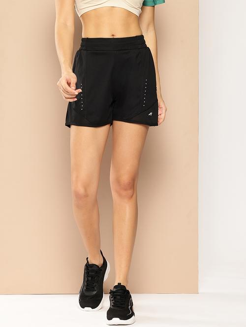 women solid mid rise sports shorts - 22009395 -  Standard Image - 0