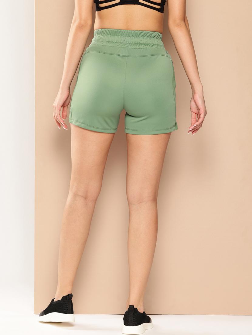 women solid mid rise sports shorts - 22009398 - Standard Image - 2