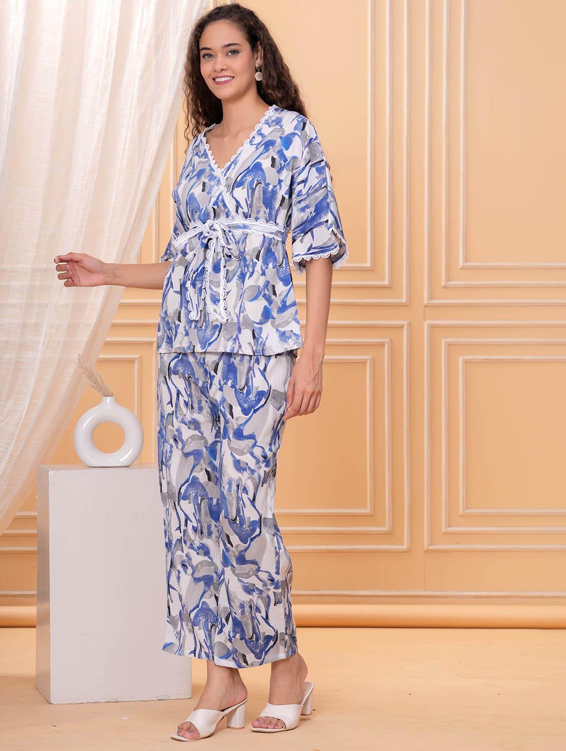 women printed top and trouser co-ord set - 22009460 - Standard Image - 2