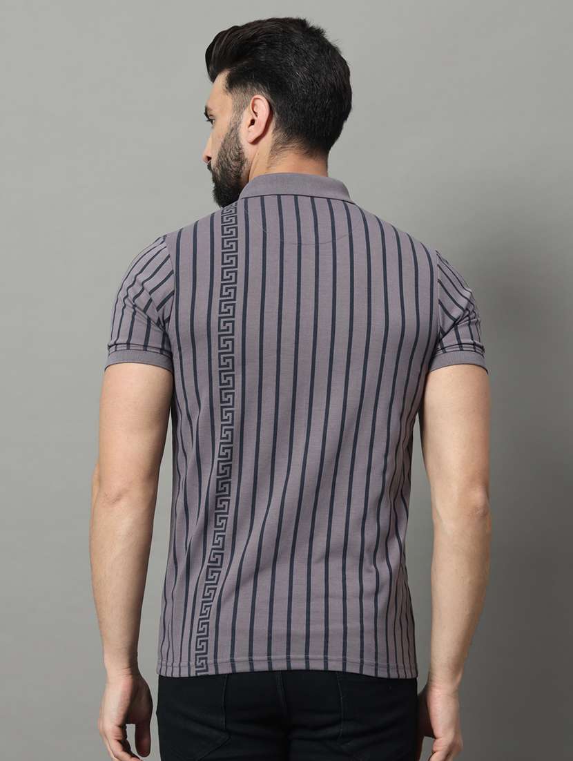 men striped short sleeve regular fit polo t-shirt - 22009524 - Standard Image - 2