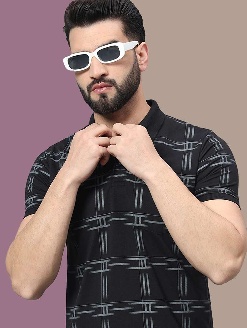 men printed short sleeve regular fit polo t-shirt