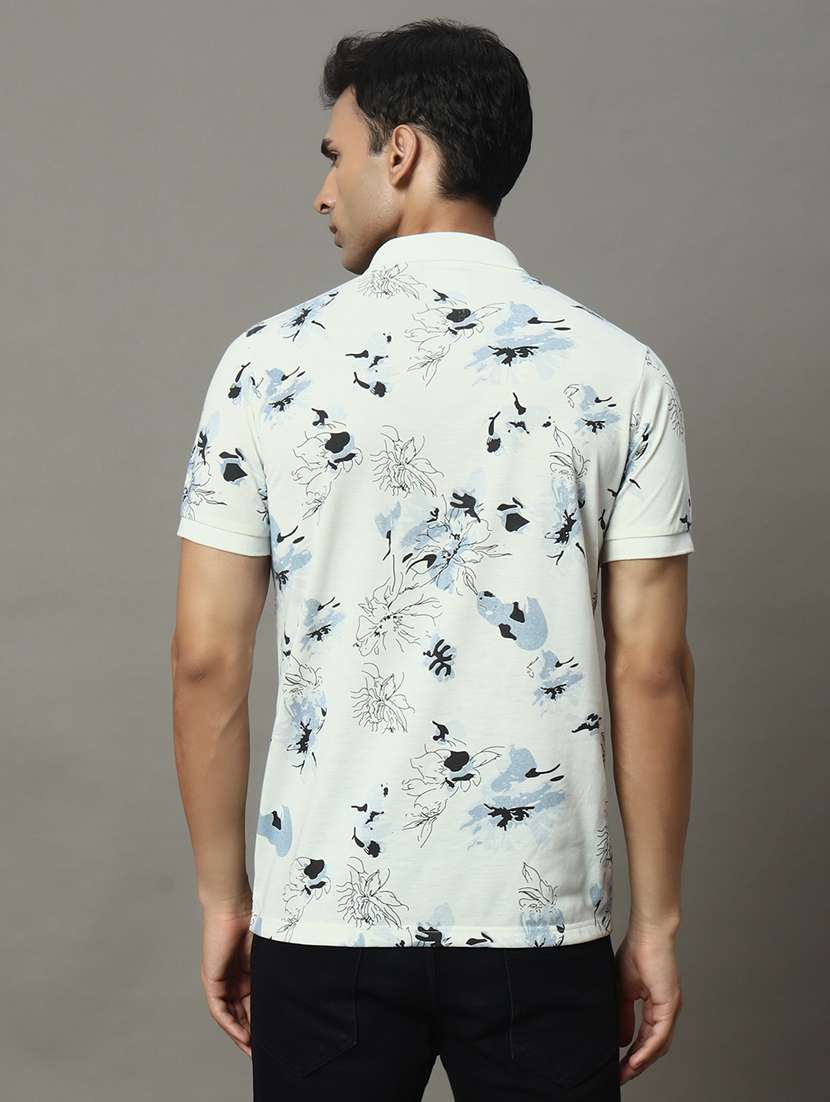 men floral printed short sleeve regular fit polo t-shirt - 22009579 - Standard Image - 2