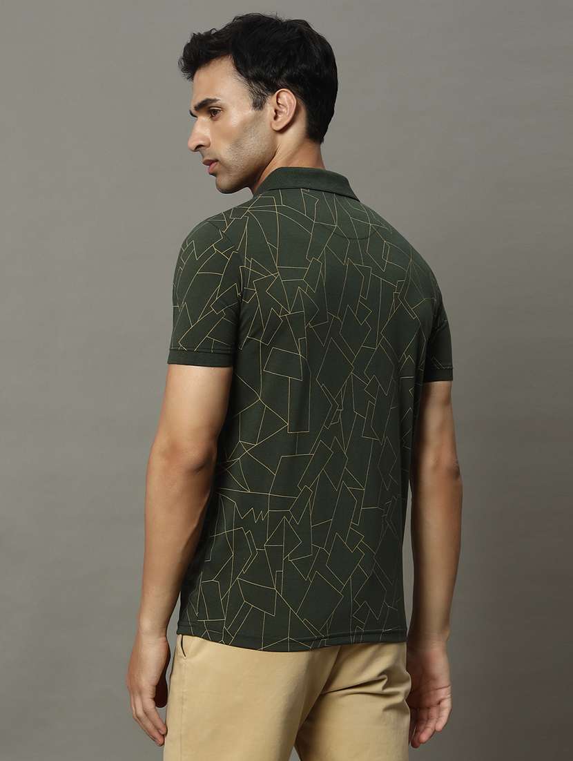 men geometric printed short sleeve regular fit polo t-shirt - 22009581 - Standard Image - 2
