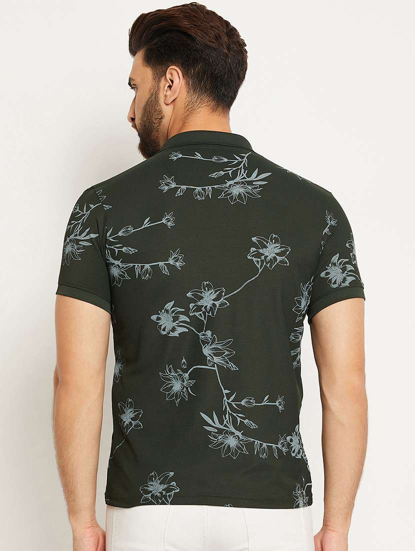 men floral printed short sleeve regular fit polo t-shirt - 22009590 - Standard Image - 2