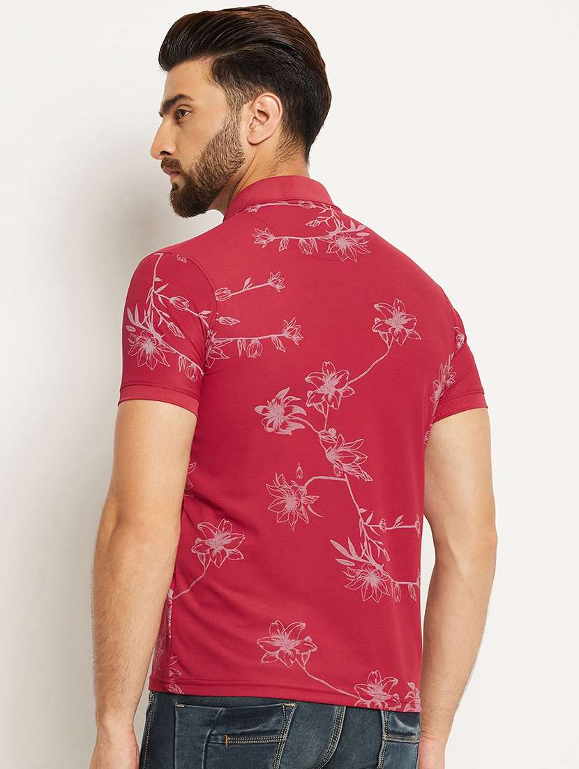 men floral printed short sleeve regular fit polo t-shirt - 22009597 - Standard Image - 2