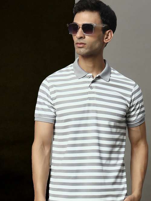 men striped short sleeve regular fit polo t-shirt - 22009603 -  Standard Image - 0