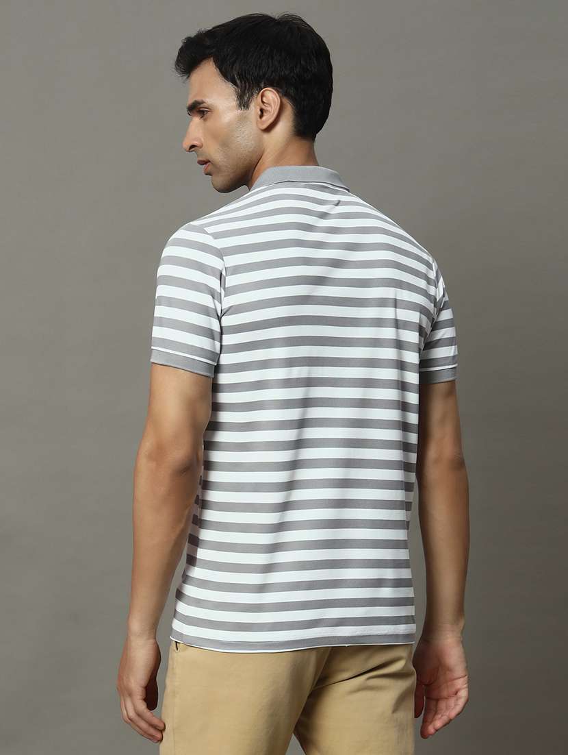 men striped short sleeve regular fit polo t-shirt - 22009603 -  Standard Image - 2