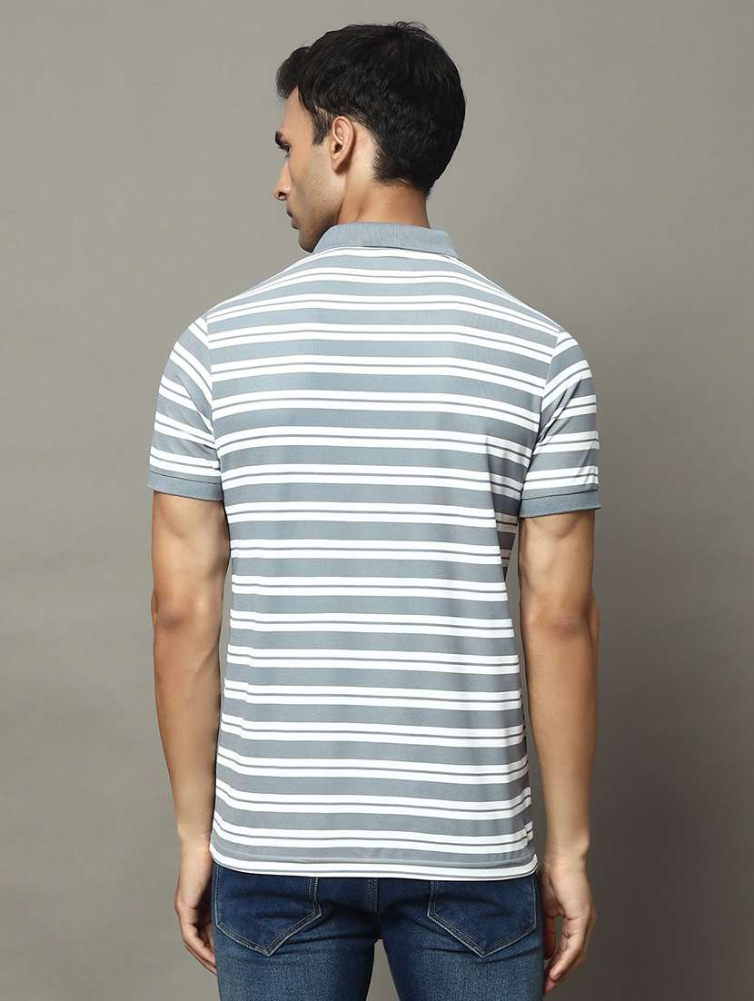 men striped short sleeve regular fit polo t-shirt - 22009604 - Standard Image - 2