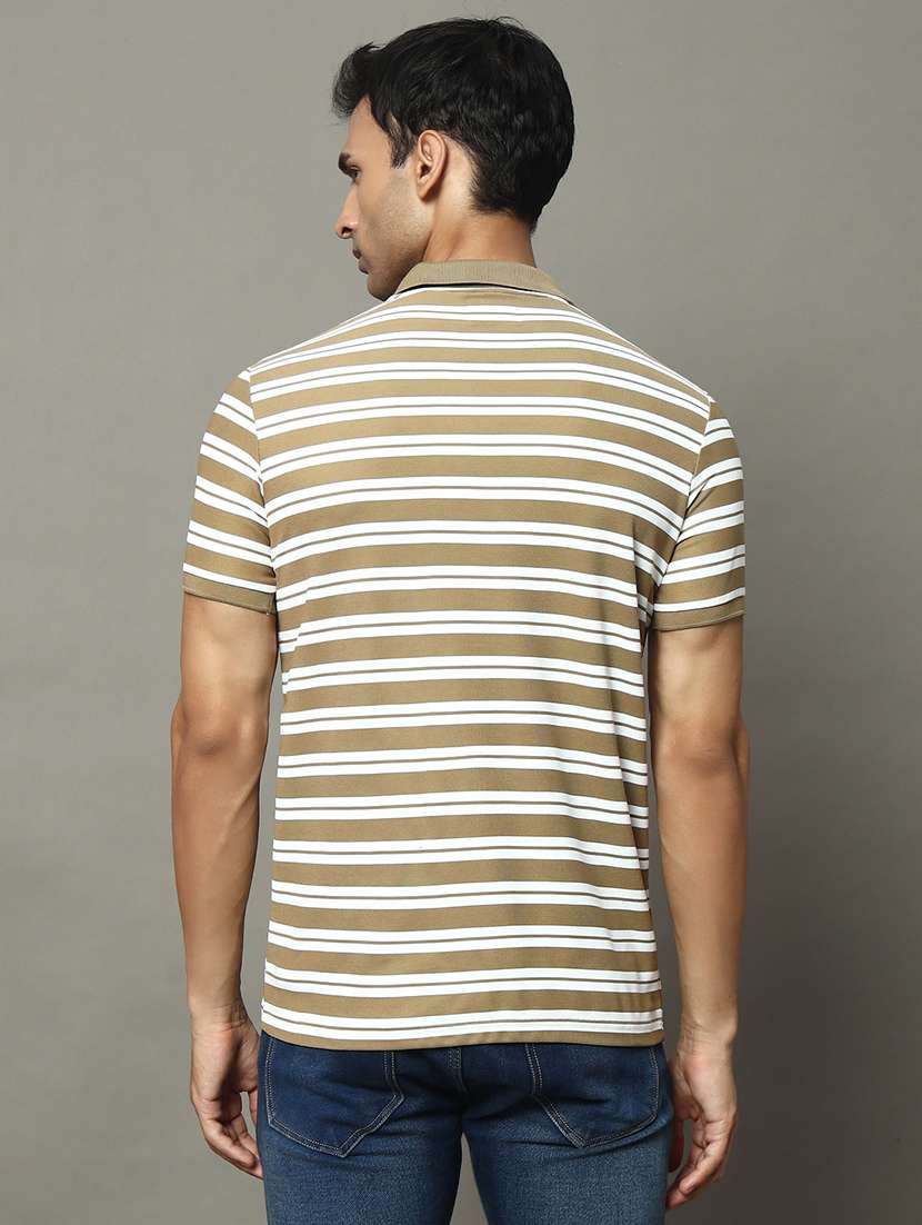 men striped short sleeve regular fit polo t-shirt - 22009607 - Standard Image - 2