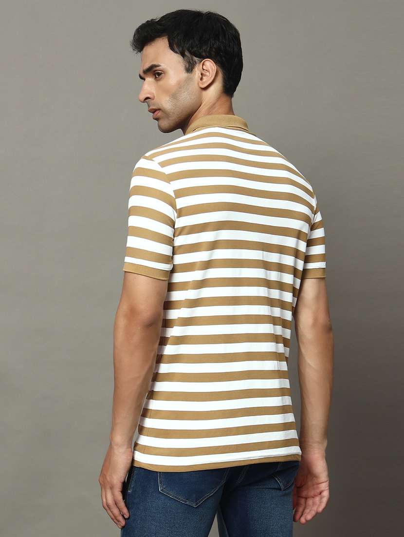 men striped short sleeve regular fit polo t-shirt - 22009608 - Standard Image - 2