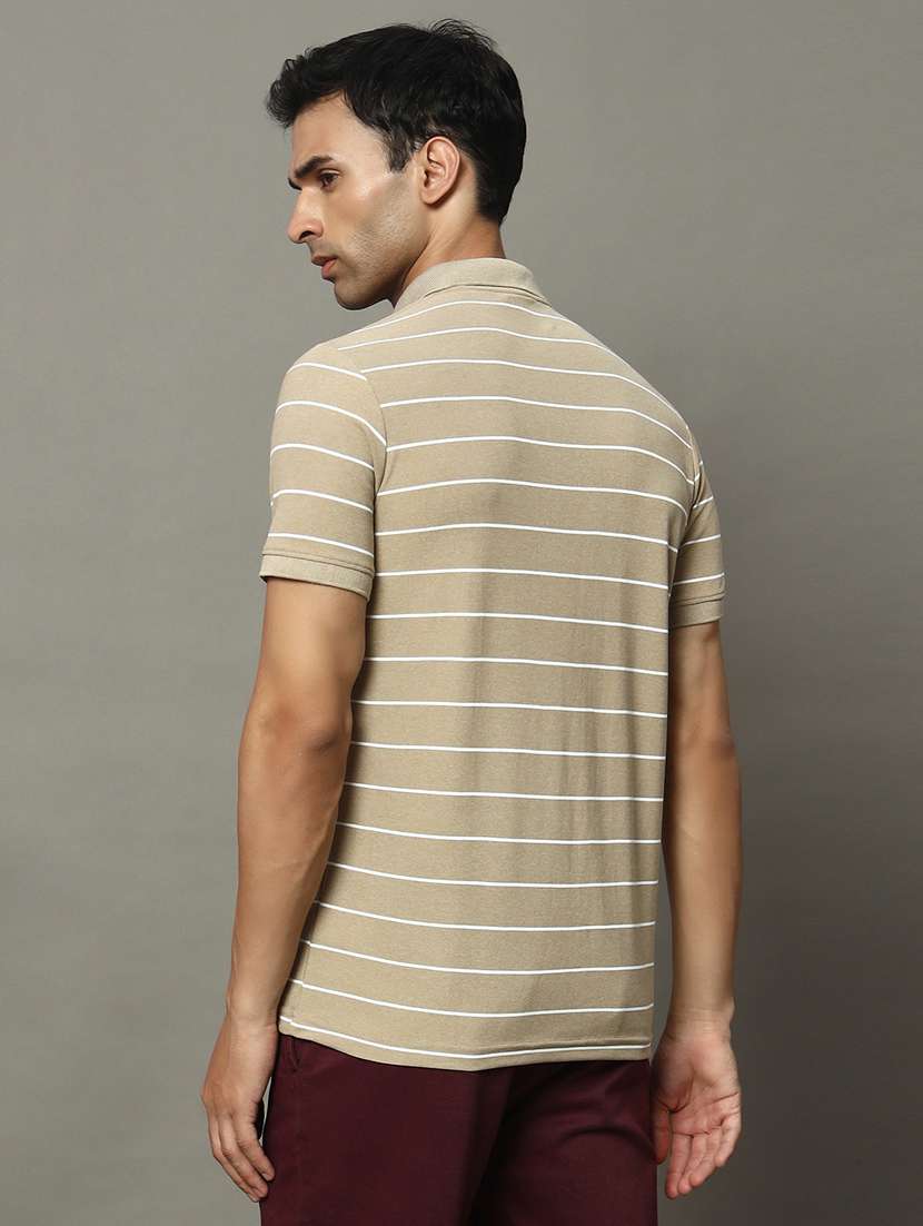 men striped short sleeve regular fit polo t-shirt - 22009611 - Standard Image - 2