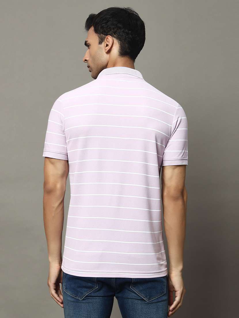 men striped short sleeve regular fit polo t-shirt - 22009612 - Standard Image - 2