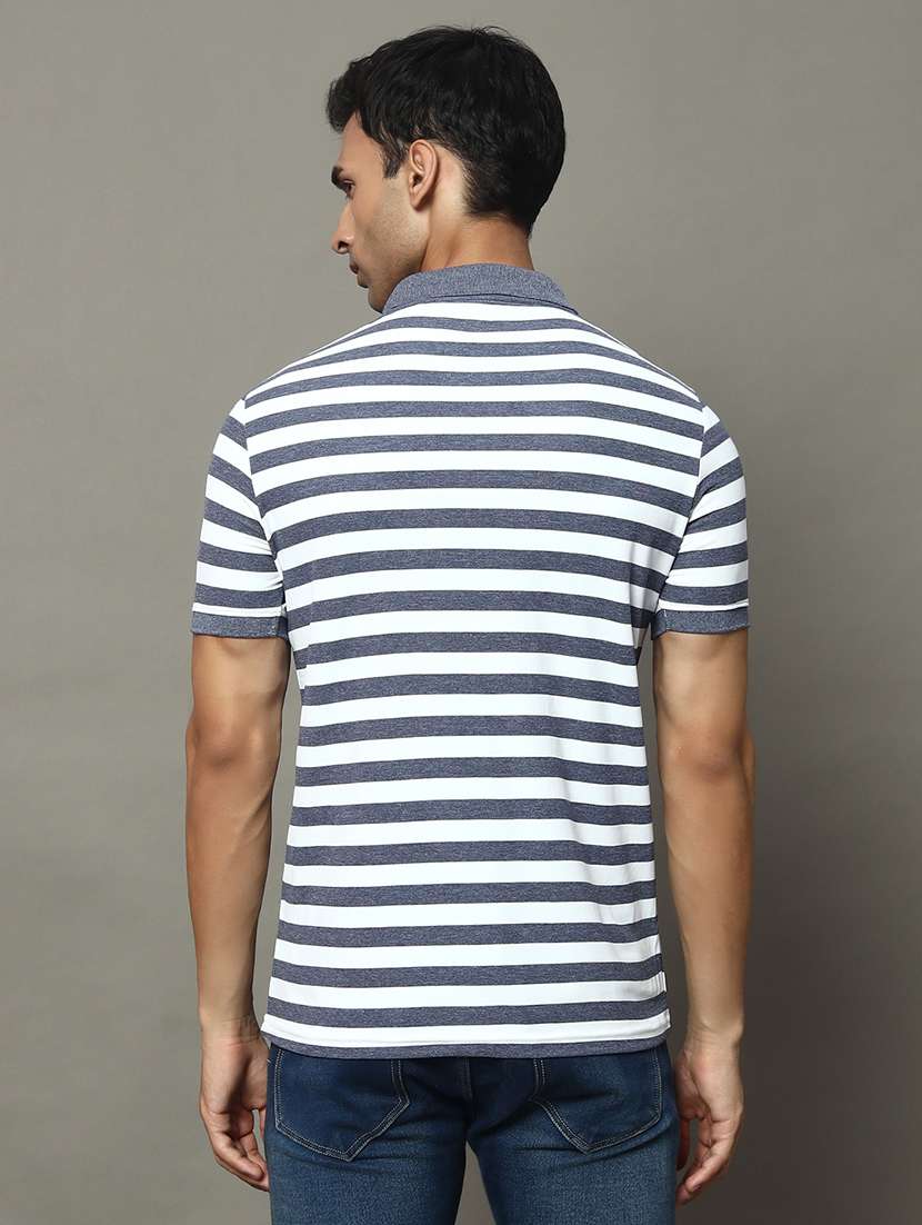 men striped short sleeve regular fit polo t-shirt - 22009615 - Standard Image - 2