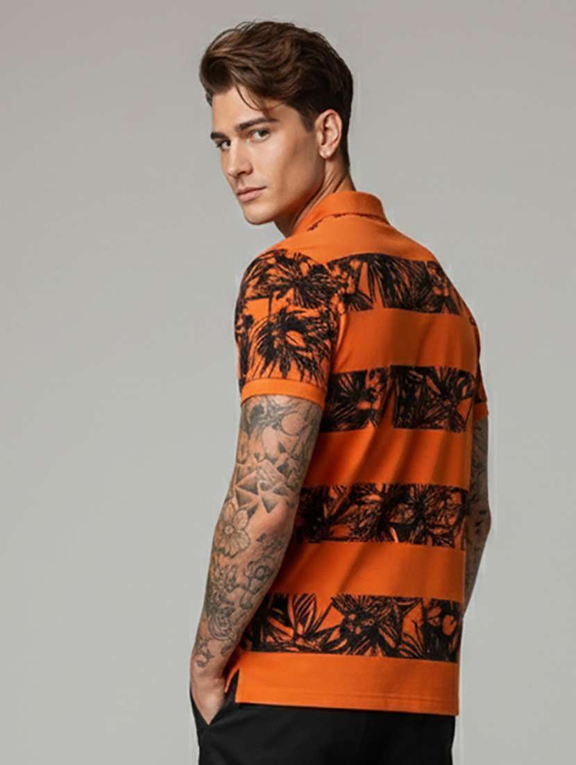men printed short sleeve regular fit polo t-shirt - 22009651 -  Standard Image - 2