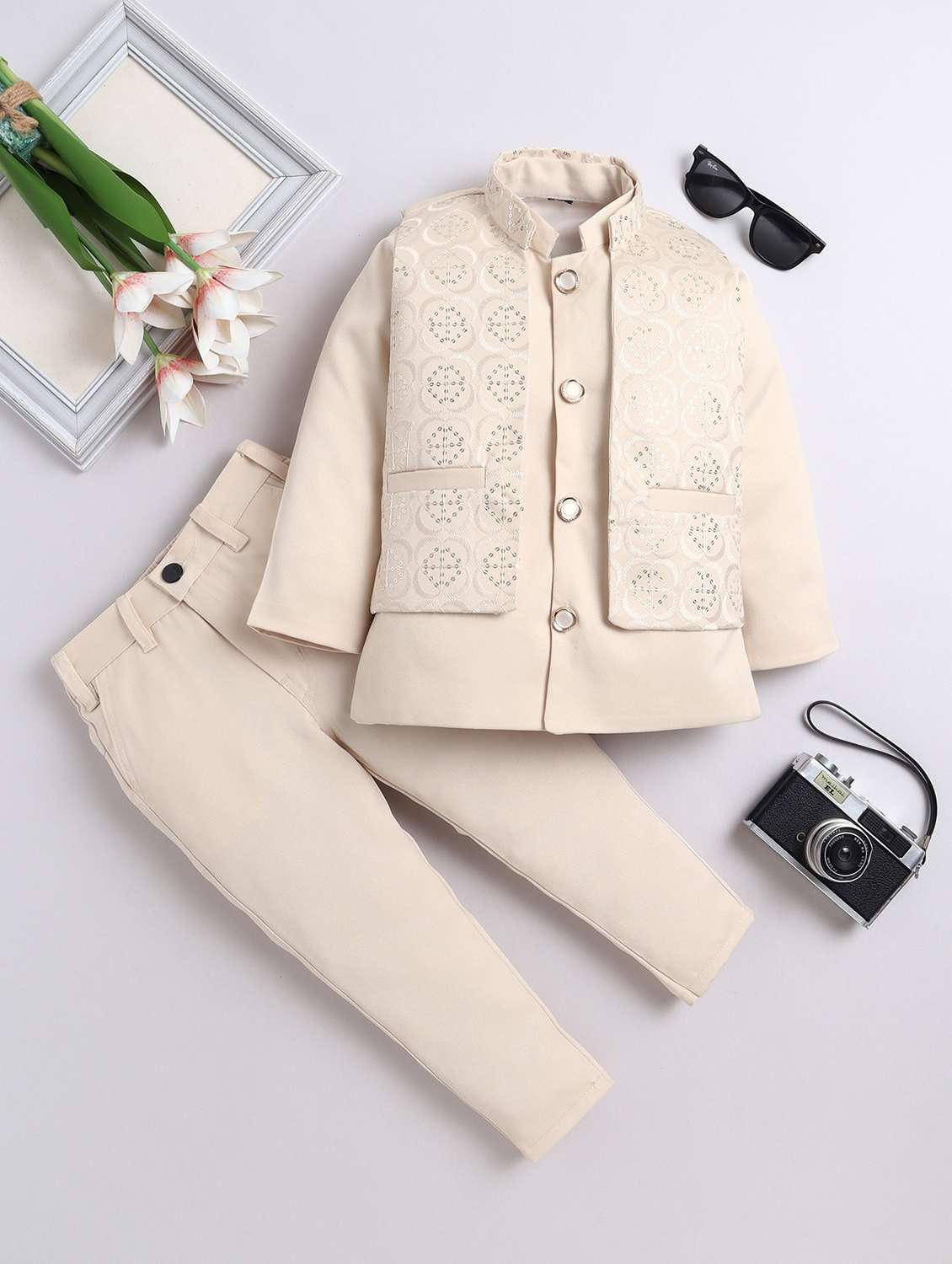 boys solid with work long sleeve three piece suit set