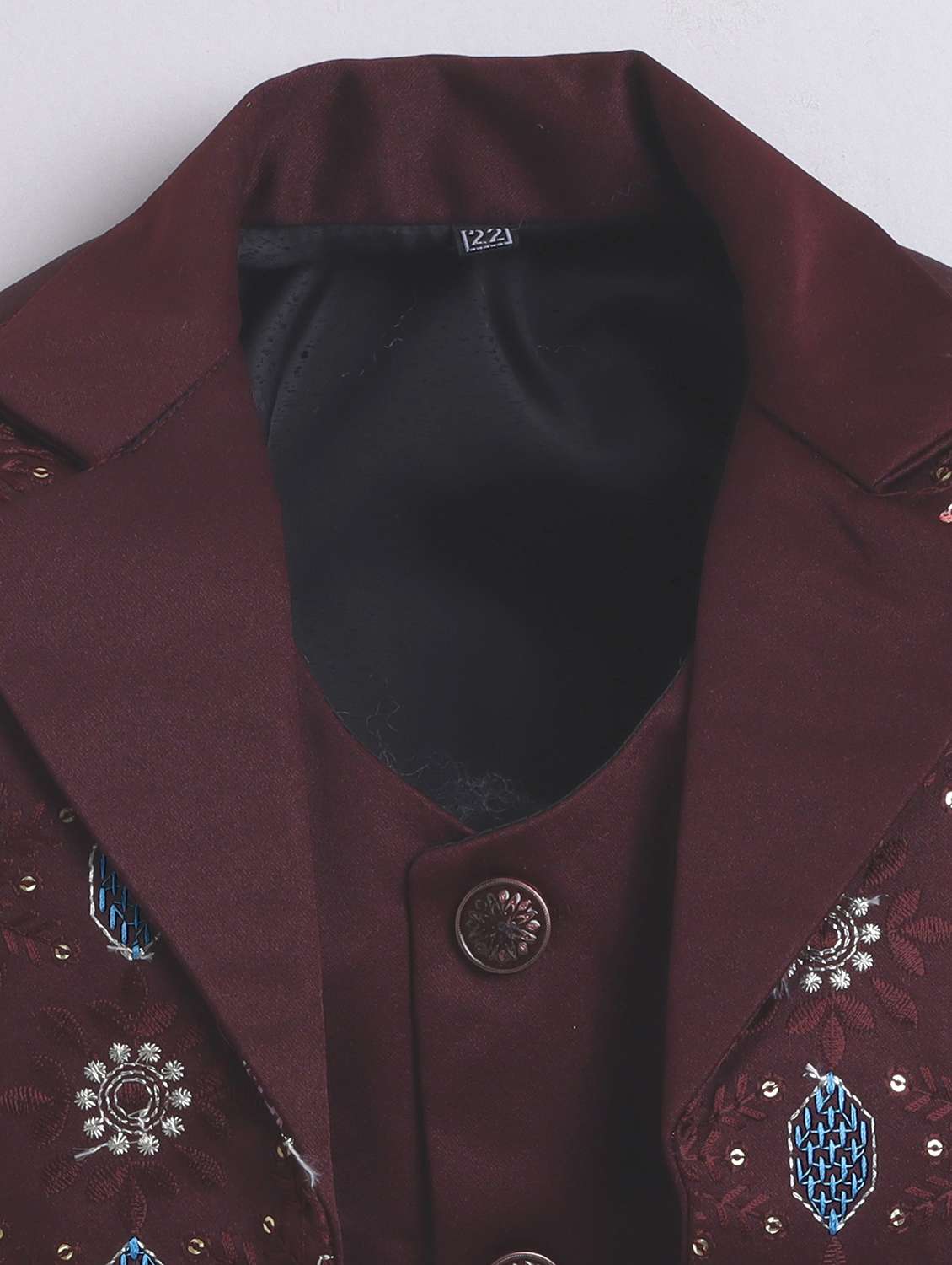 boys solid with work three piece suit set - 22009676 -  Standard Image - 2