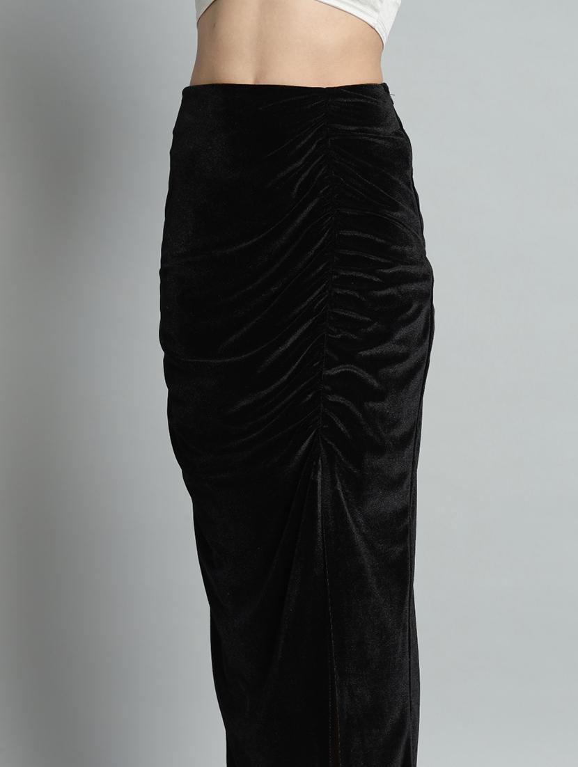 women solid high rise ruched skirt - 22009678 - Standard Image - 2