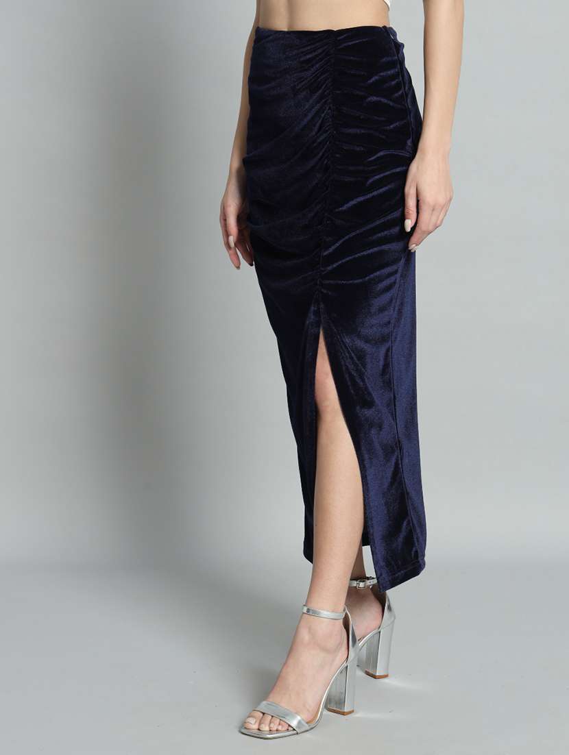 women solid high rise ruched skirt - 22009680 -  Standard Image - 2