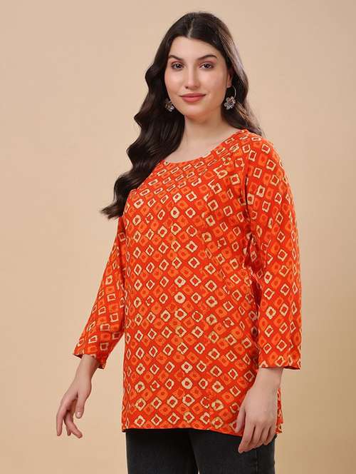 women printed round neck straight kurti - 22009687 -  Standard Image - 0