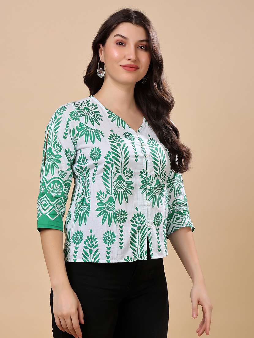 women printed puff sleeve regular top - 22009688 -  Standard Image - 2