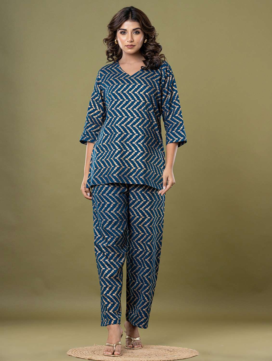 women printed top and trouser co-ord set - 22009696 - Zoom Image - 0