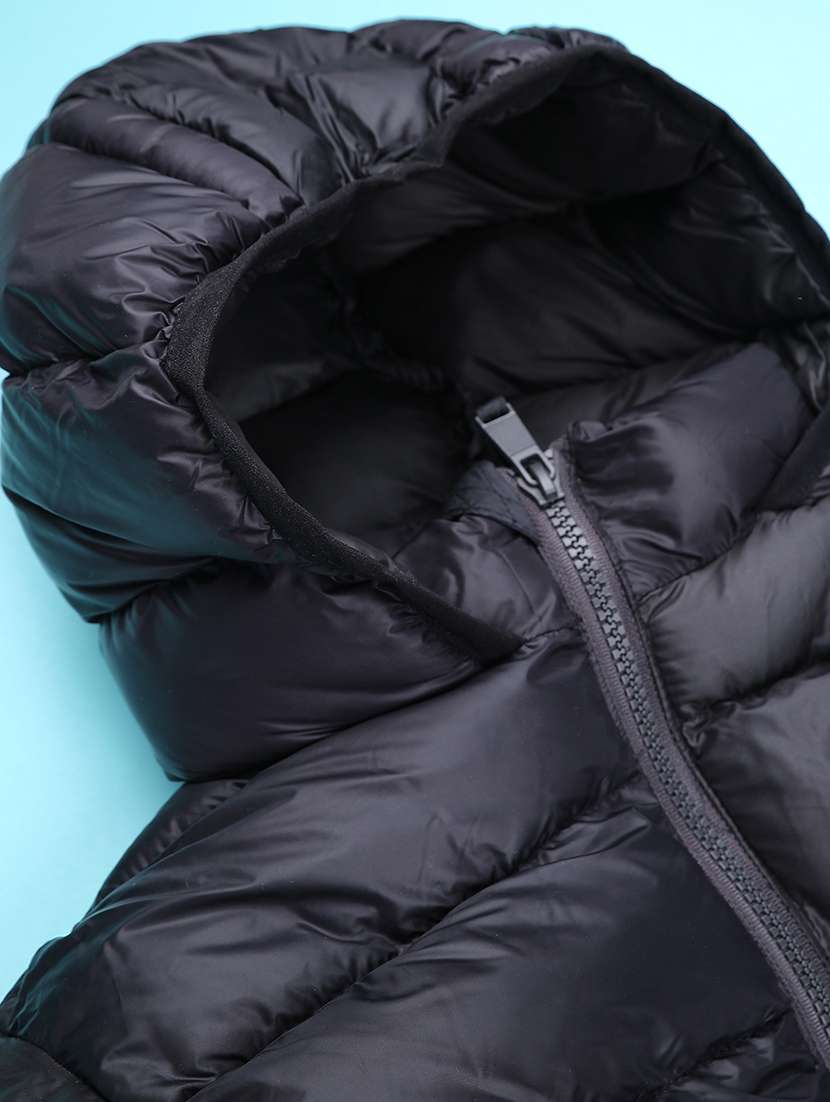 boys solid long sleeve hooded quilted jacket - 22010405 -  Standard Image - 2