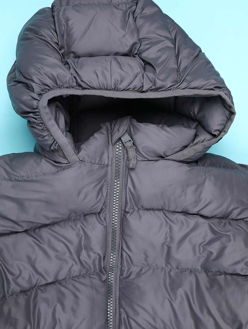 boys solid long sleeve hooded quilted jacket - 22010406 -  Standard Image - 2