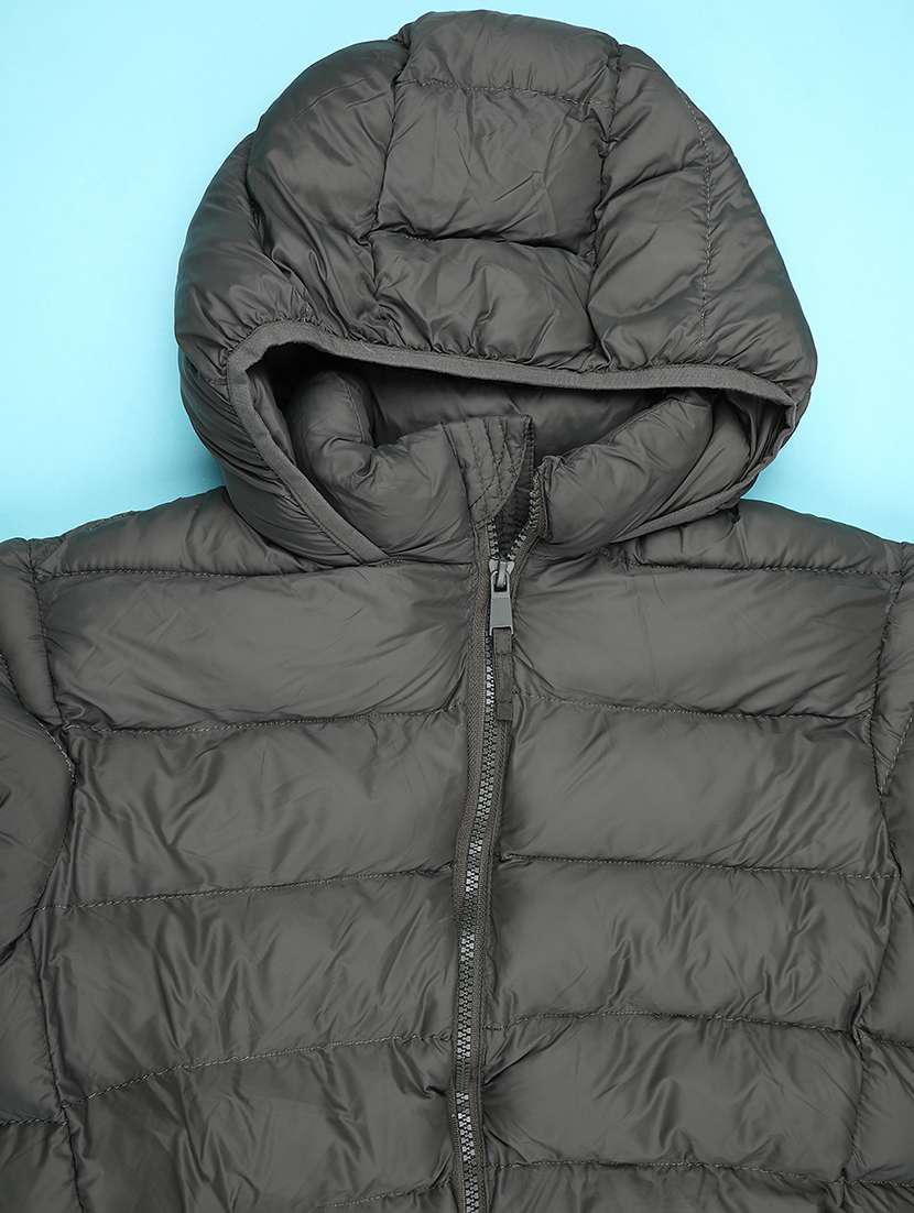 boys solid long sleeve hooded quilted jacket - 22010407 -  Standard Image - 2