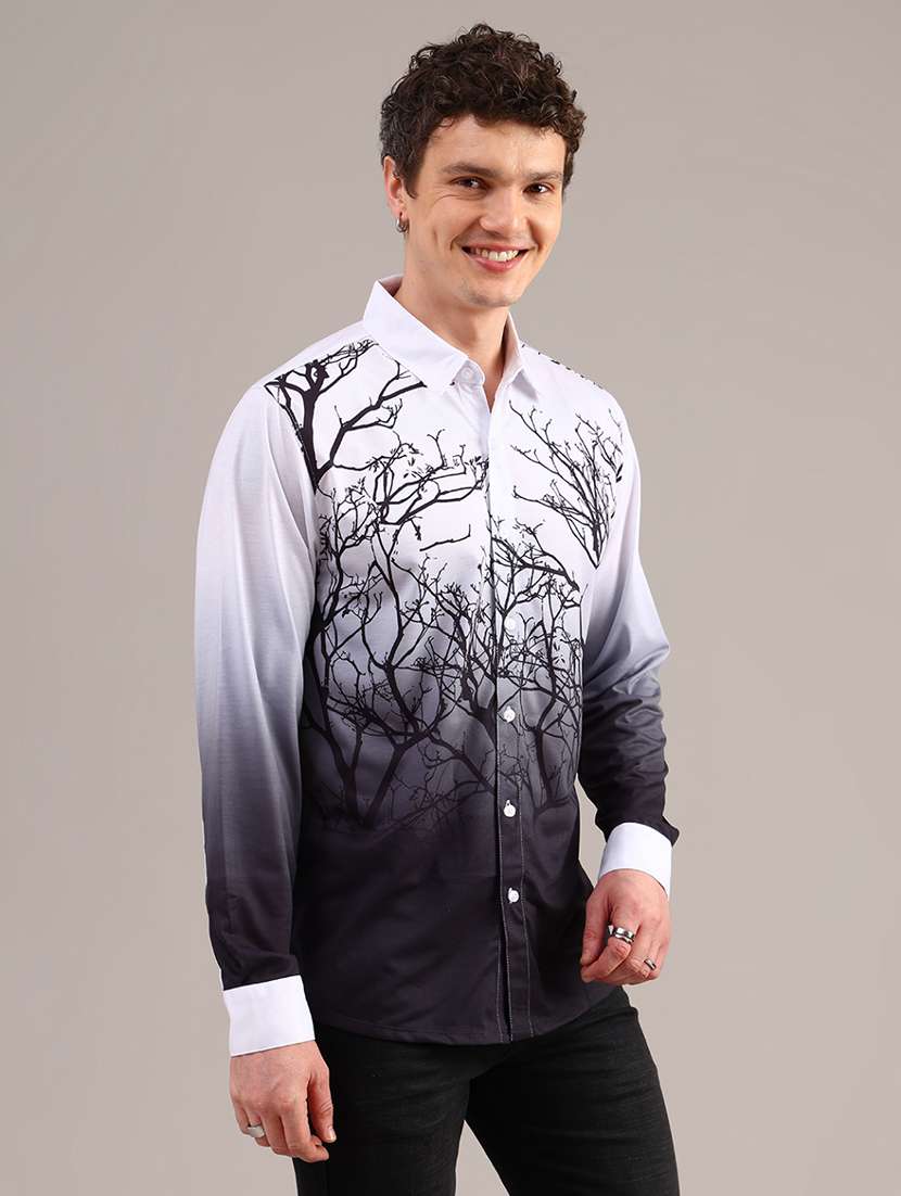 men printed long sleeve collared shirt - 22010450 -  Standard Image - 2