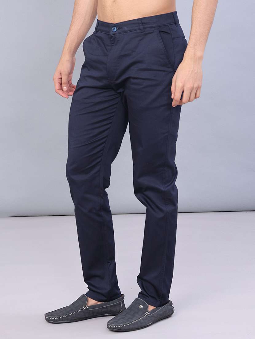 men solid mid rise slim fit chinos  - 22010667 -  Standard Image - 2