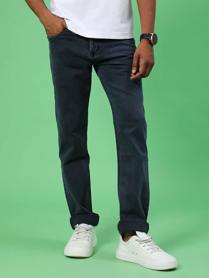 men plain mid rise full length jean