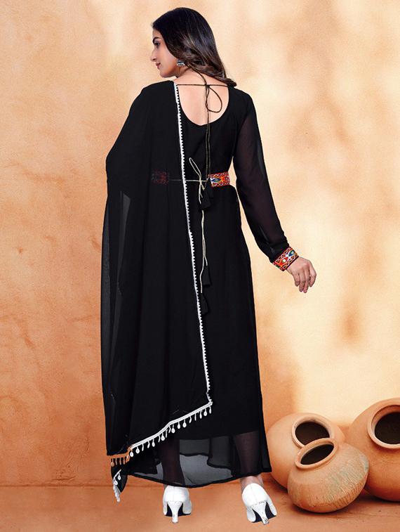women solid with work long sleeve kurta dupatta set - 22011171 - Standard Image - 2