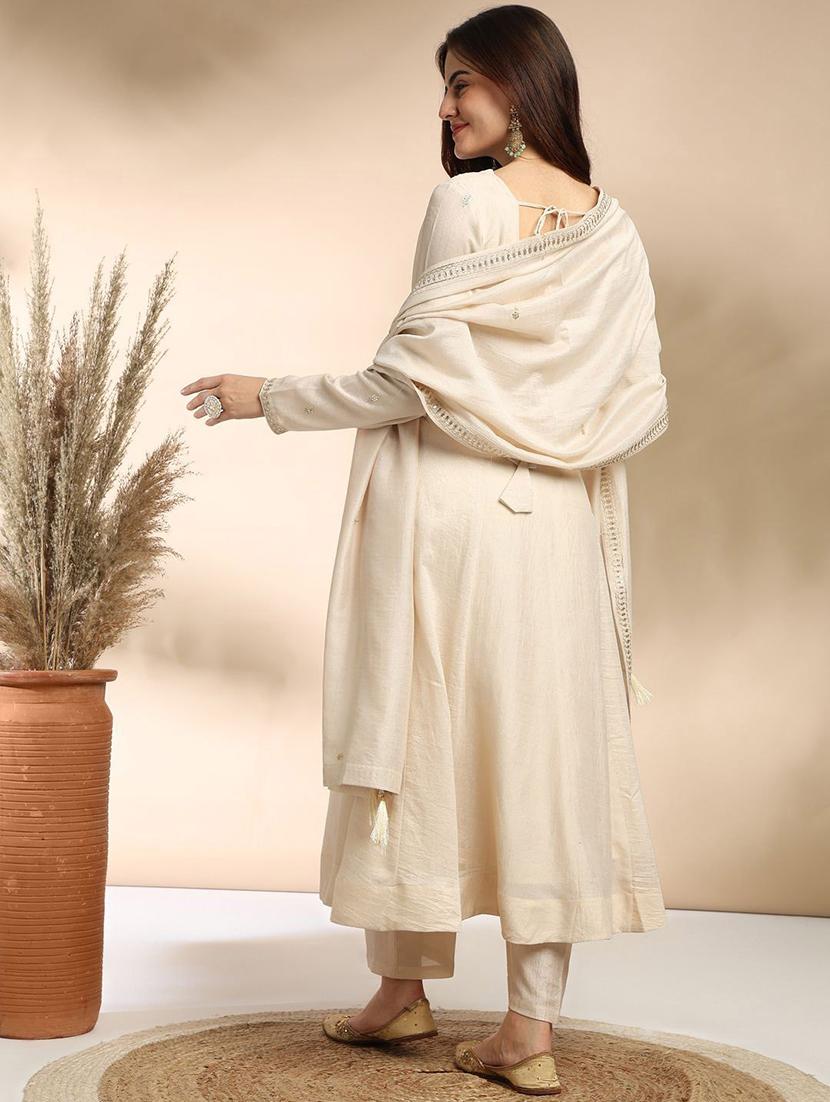 women embroidered long sleeve anarkali kurta pant with dupatta set - 22011247 - Standard Image - 2