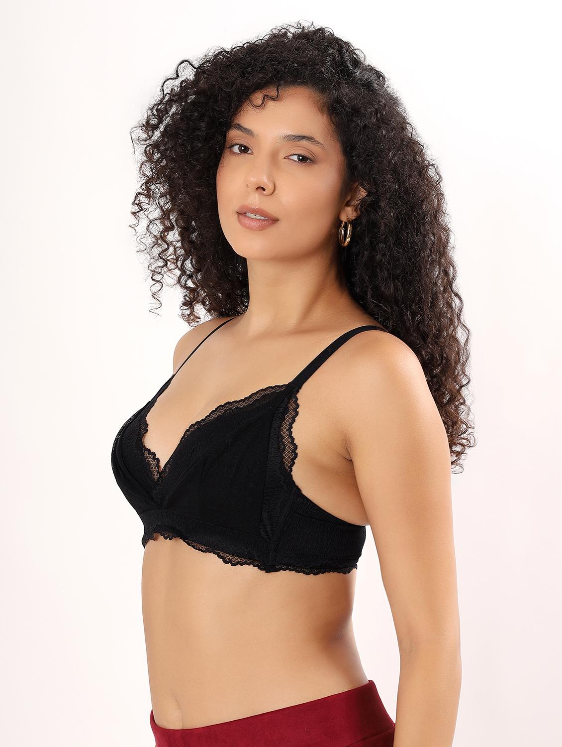 women solid lightly padded plunge bra - 22011352 - Standard Image - 2