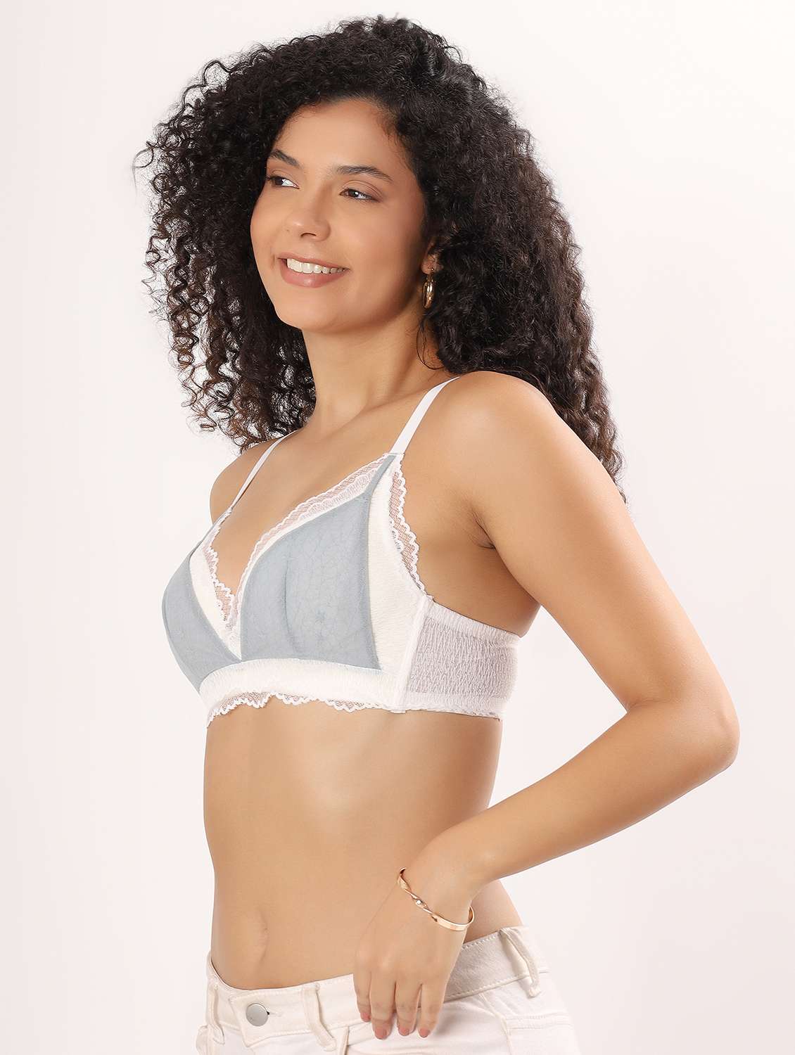 women color block lightly padded plunge bra - 22011353 -  Standard Image - 2