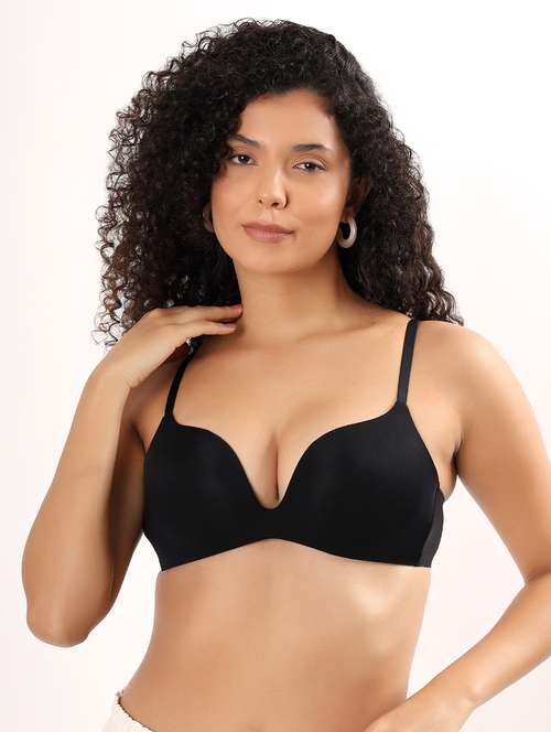 women solid non-wired plunge bra - 22011393 - Standard Image - 0