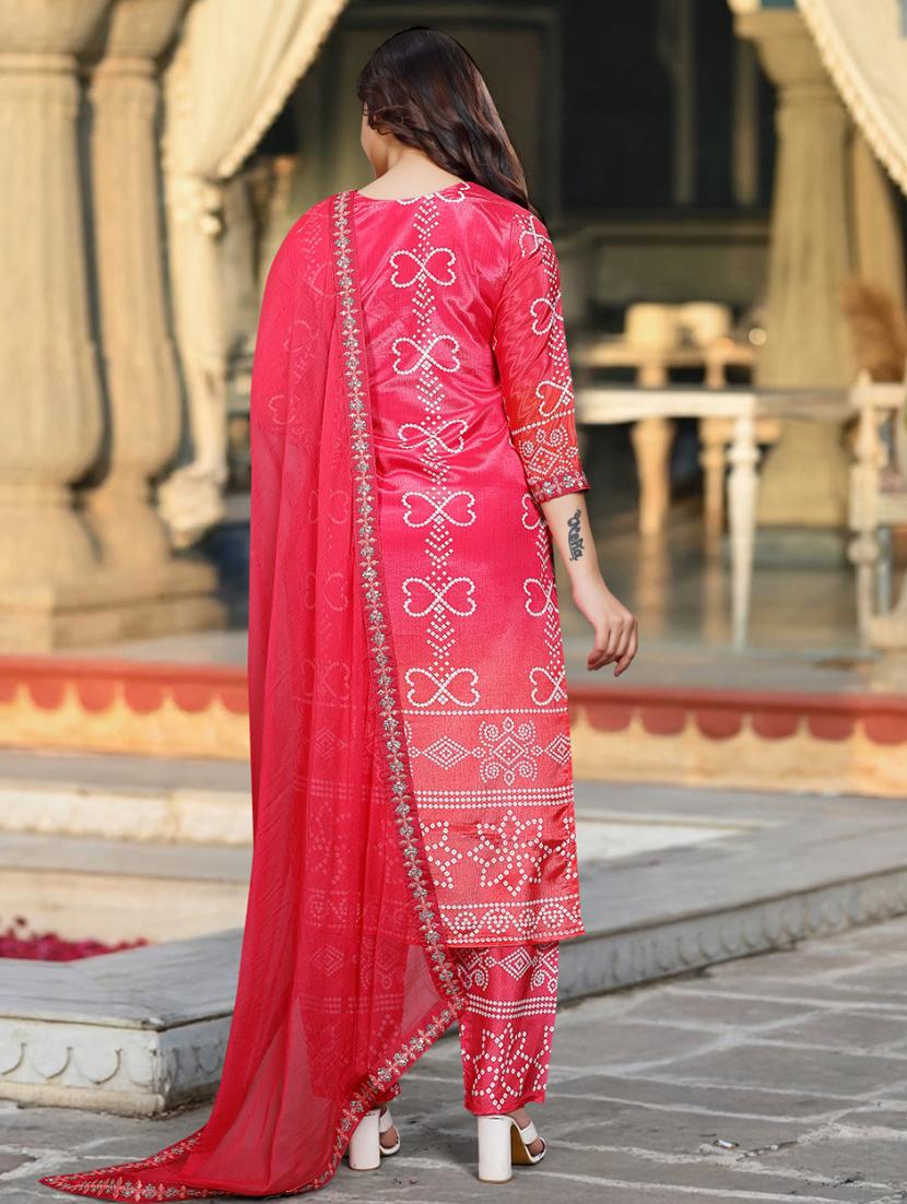women embroidered three quarter sleeve kurta pant with dupatta set - 22011405 - Standard Image - 2
