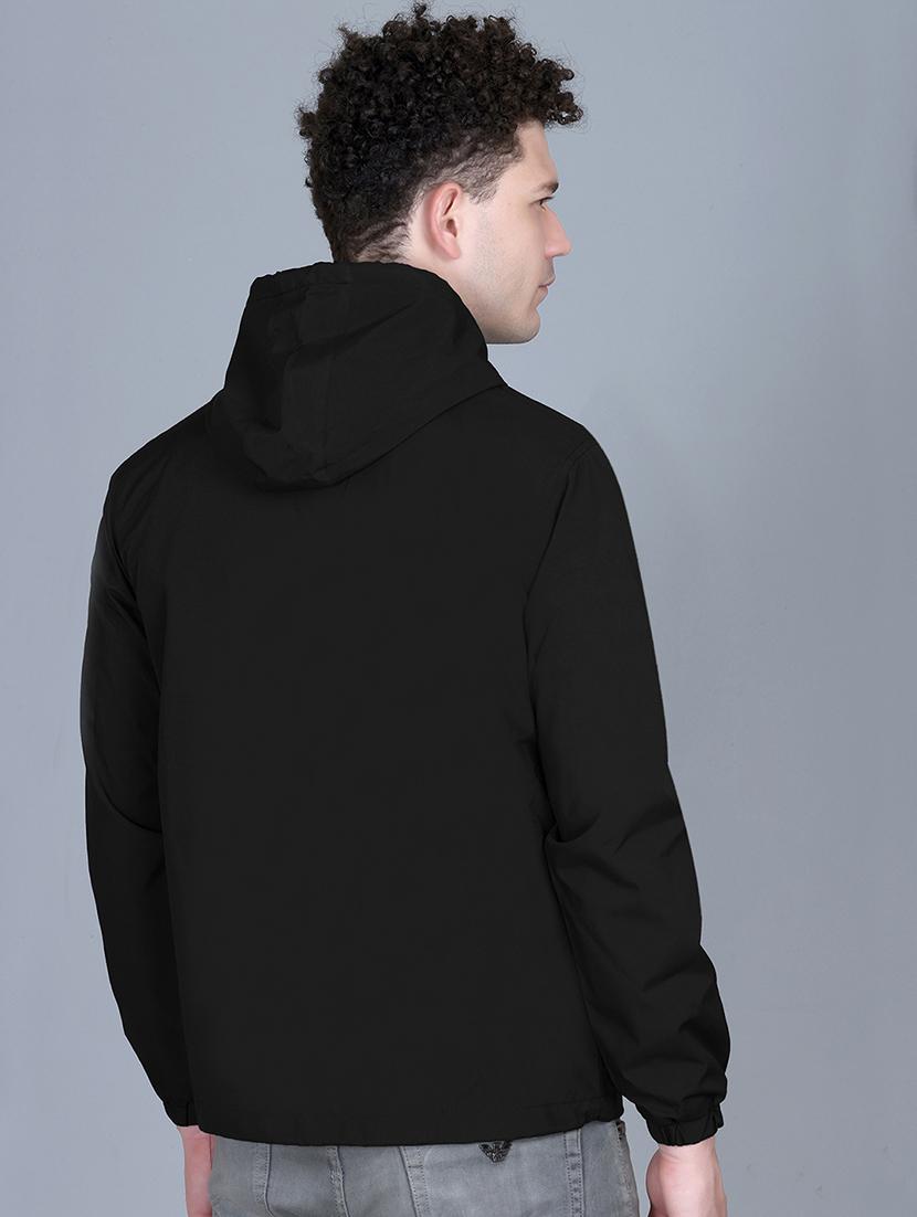 men solid long sleeve lightweight windcheater hooded jacket - 22011438 - Standard Image - 2