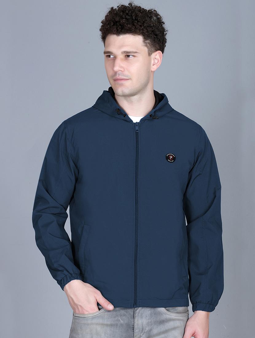 men solid long sleeve lightweight windcheater hooded jacket - 22011439 -  Zoom Image - 0