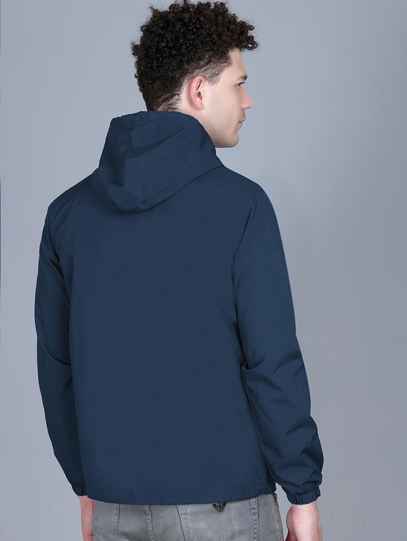 men solid long sleeve lightweight windcheater hooded jacket - 22011439 - Standard Image - 2