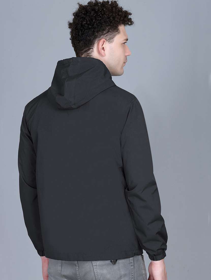 men solid long sleeve lightweight windcheater hooded jacket - 22011440 -  Standard Image - 2