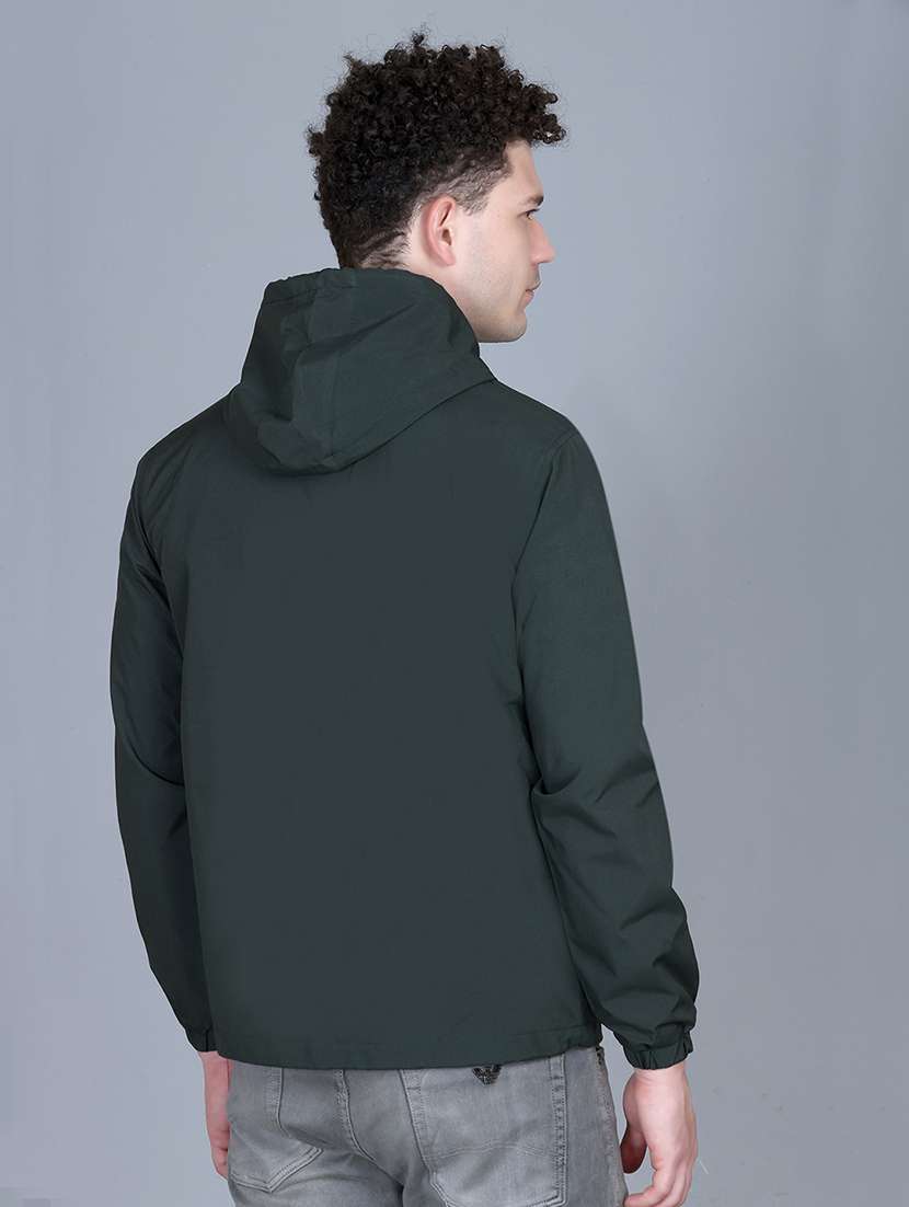 men solid long sleeve lightweight windcheater hooded jacket - 22011441 - Standard Image - 2